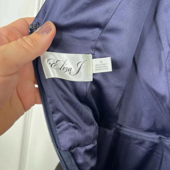 Eliza J Women's Size 10 Blue Embellished High/Low Chiffon Dress Formal - Picture 12 of 15